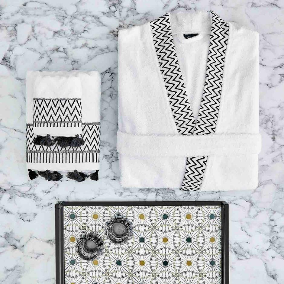 White bathrobe made from 100% cotton, suitable for both men and women.