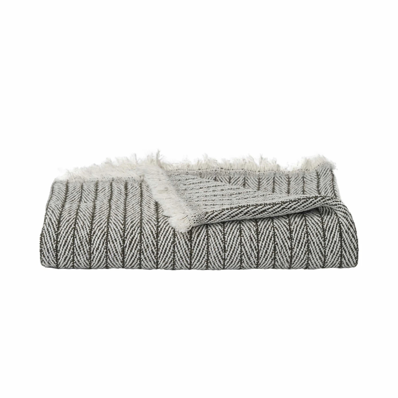 Green throw blanket with soft and cozy texture.
