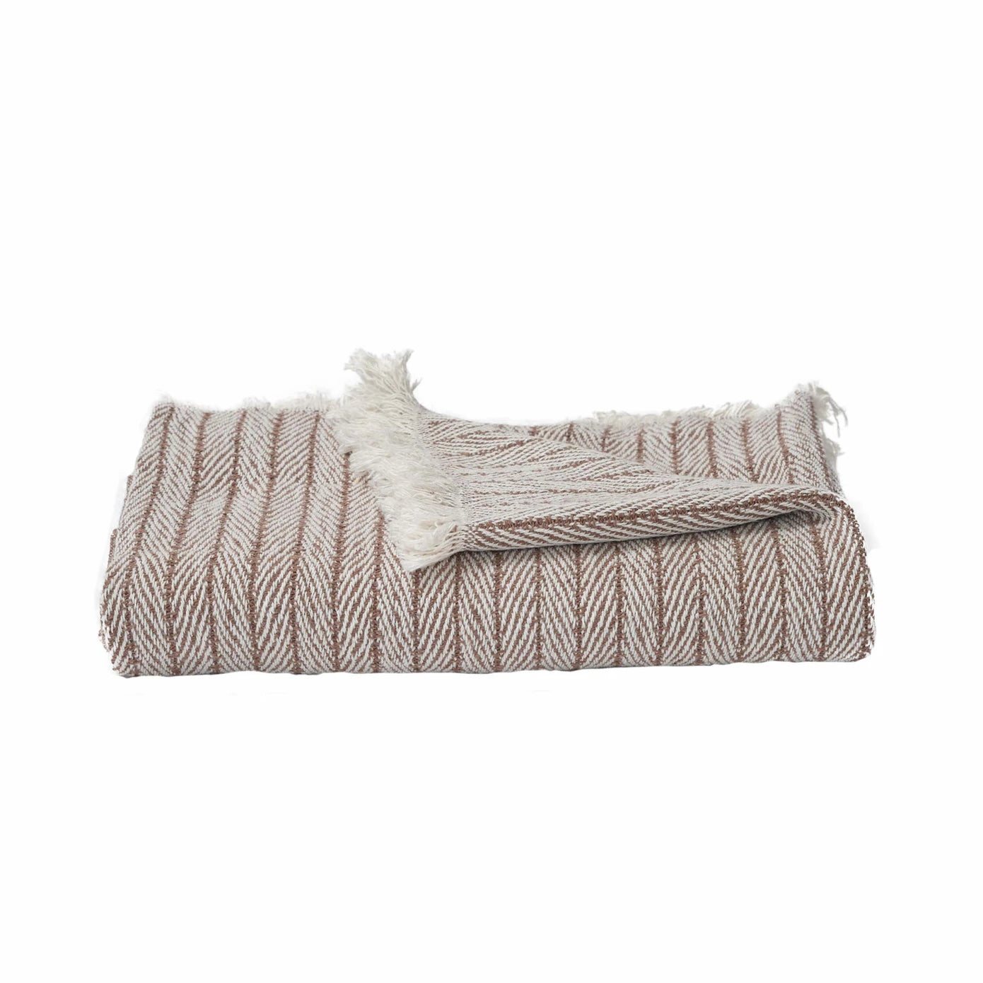 Brown throw blanket with soft and cozy texture.