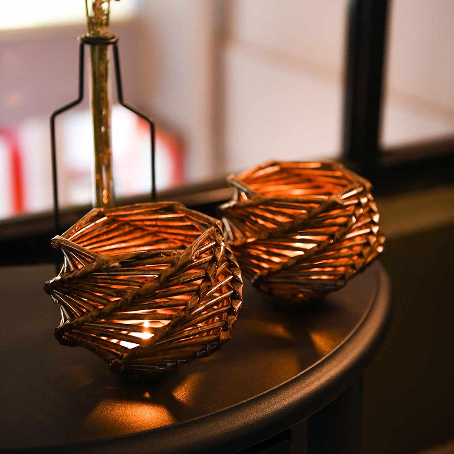 Handmade brown candle holder set for unique and artistic home decor.