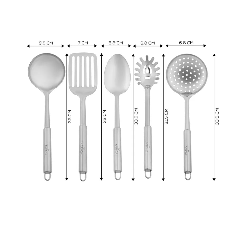 Stainless Steel 8 Pieces Cookware Set + Utensils Set In Stainless Steel