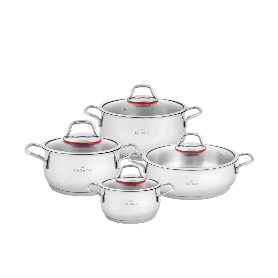 Stainless Steel 8 Pieces Cookware Set + Utensils Set In Stainless Steel