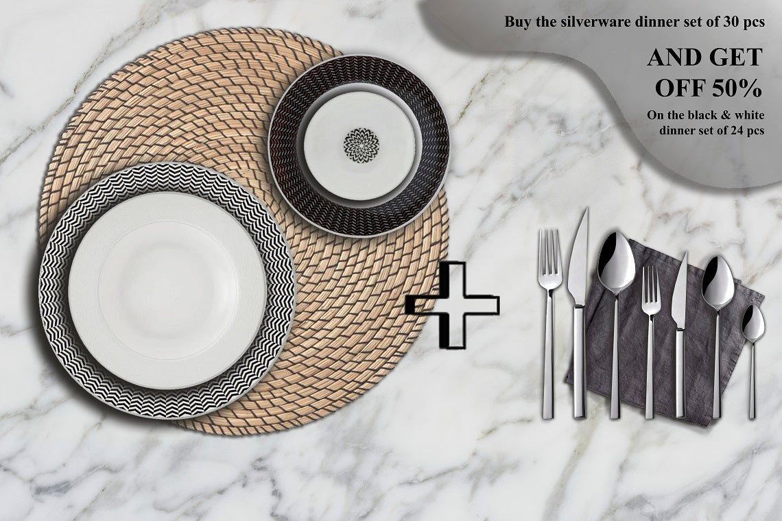 Silverware Set 30 Pieces For 6 Person + Porcelain Dinnerware Set