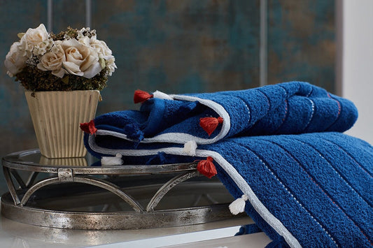 Blue Bath Towel - Plush and Soft, Quick-Drying Microfiber Fabric