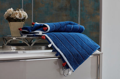 Blue Bath Towel - Plush and Soft, Quick-Drying Microfiber Fabric