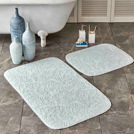 Light Blue Bathroom Rugs Set - Soft and Luxurious Bath Mat Collection