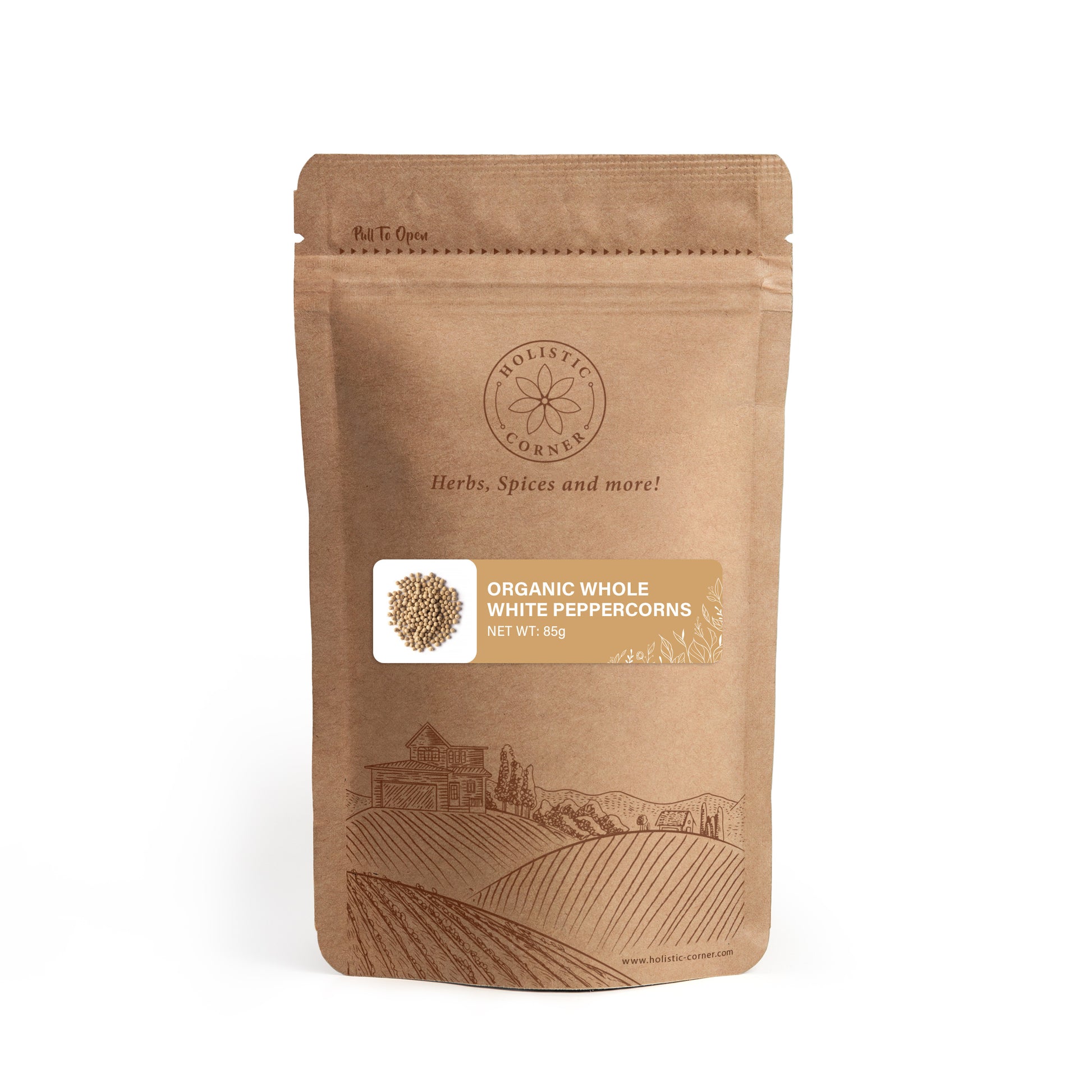 Organic Whole White Peppercorns for flavorful and aromatic dishes.