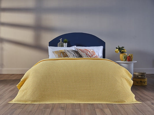 Yellow queen size bed blanket, adding warmth and vibrancy to your bedroom.
