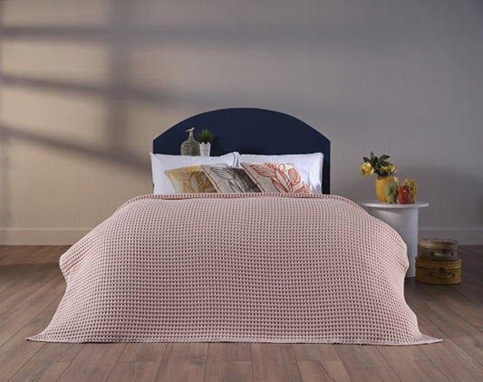 Light pink queen size bed blanket, adding warmth and style to your bedroom.