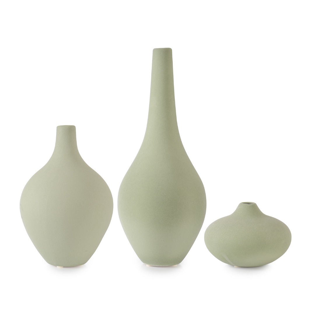 Handmade stoneware textured vase set - elevate your home decor with these artistic and unique pieces.